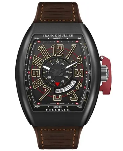 Franck Muller Vanguard Men's Watch Model V45 SC DT LCK NR MC (BN) TT - Black Dial, Titanium Case with Brown Leather Strap V 45 SC DT LCK NR MC (BN) TT (black, arb12840)