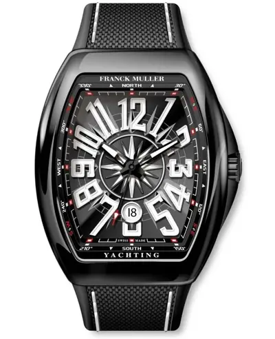 Franck Muller Vanguard Yachting Men's Watch Model V 45 SC DT YACHT CR NR - Black Dial, PVD Ceramic Case with Fabric Strap V 45 SC DT YACHT CR NR (NR) CR (black, arb12859)