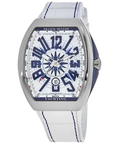 Franck Muller Vanguard Yachting White Dial Rubber Strap Men's Watch Model V45SCDTYACHTINGACBLWH V45SCYACHTACW (white, arb12868)