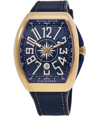 Authentic Franck Muller Vanguard Yachting Men's Watch 18kt Rose Gold Blue Dial V45SCYACHT5NBL V 45 SC YACHT 5N BL (blue, arb12870)