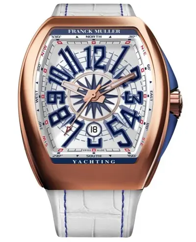 V45SCYACHT5NW Franck Muller Men's Vanguard Yachting Watch Rose Gold Case White Dial Automatic V 45 SC DT YACHT (BL) (white, arb12888)
