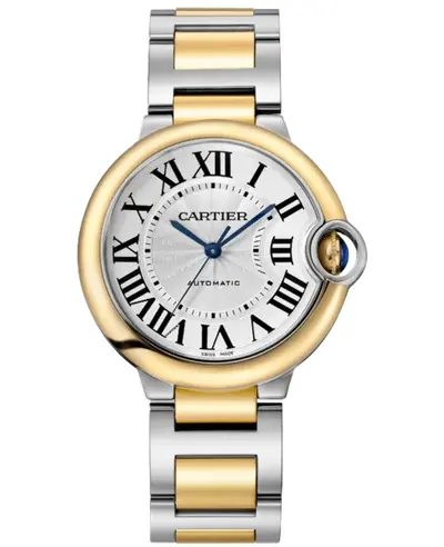 Authentic Cartier Ballon Bleu de Cartier W2BB0038 - Silver Dial Automatic Watch in 18K Yellow Gold (arb12901)