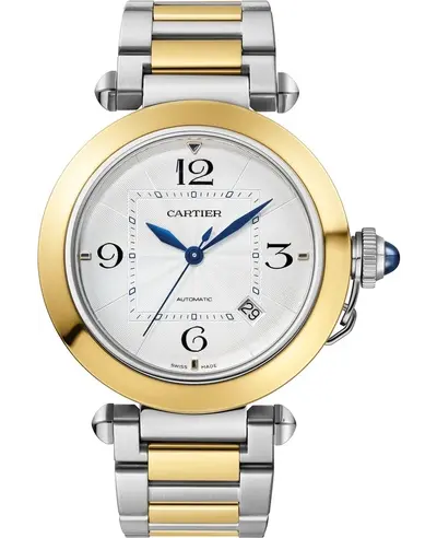Cartier Pasha De Cartier W2PA009 Silver Dial Yellow Gold Steel Men's Watch W2PA0009 (arb12905)