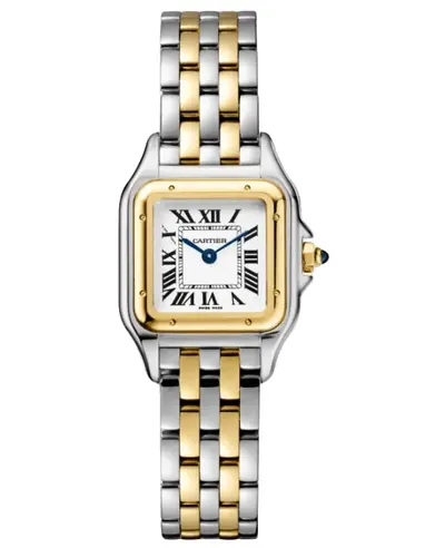 Brand New Authentic Cartier Panthere de Cartier Small Quartz W2PN0013 w2pn0013 Silver Dial 18K Yellow Gold Bezel Women's Watch (arb12908)