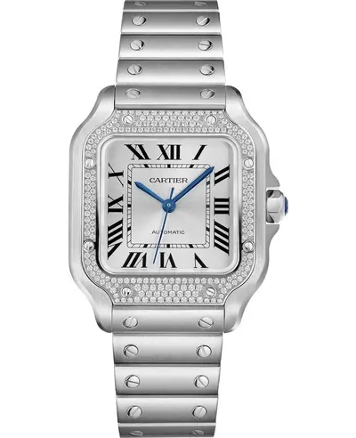 Cartier W4SA0005 Brand New Authentic Santos De Cartier Silver Dial Diamond Steel Women's Watch (arb12936)