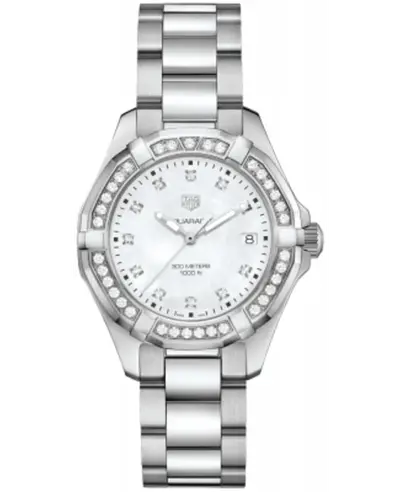 wbd131c.ba0748 Authentic Tag Heuer Aquaracer Women's Watch Steel Mother of Pearl Dial Diamond Bezel (arb12975)