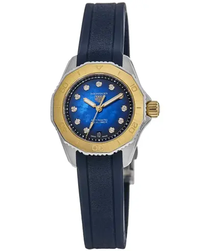 Women's Tag Heuer Aquaracer Professional 200 Blue Diamond Dial Rubber Strap Watch Model WBP2450.FT6215 (blue, arb13082)