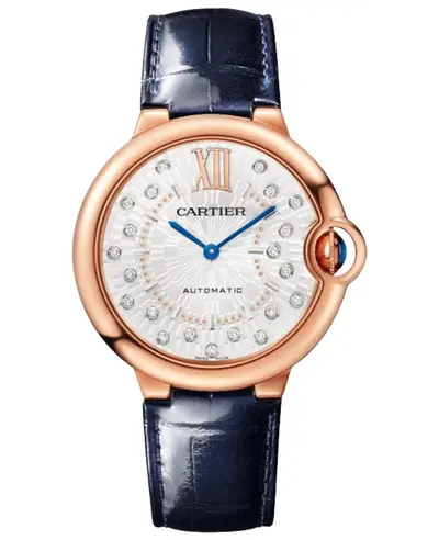 Cartier Ballon Bleu de Cartier WGBB0053 Silver Diamond Dial Automatic Rose Gold Watch (arb13105)