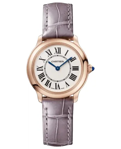 Ronde Louis Quartz Women's Watch WGRN0013 - Beige Dial Rose Gold Case Purple Strap Cartier (beige, arb13116)