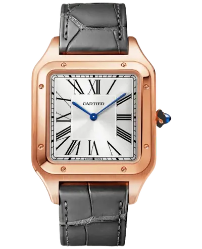 Cartier Santos Dumont Men's Watch WGSA0032 - 18K Rose Gold Case with Grey Alligator Leather Strap (arb13120)