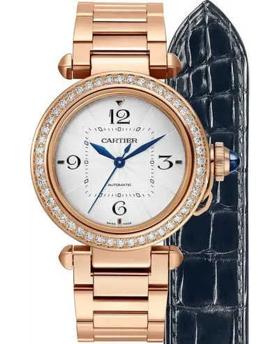 Cartier Pasha WJPA0013 - Women's Watch with Rose Gold Case and Diamond Bezel (arb13163)