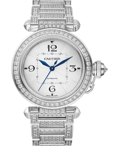 Cartier Pasha WJPA0014 - 18K White Gold Case with Diamond Bezel and Strap (arb13164)