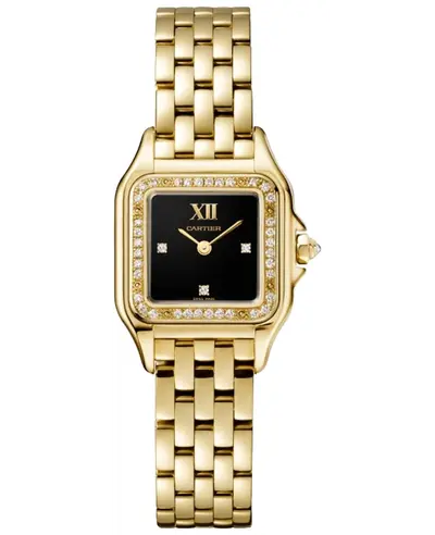 Cartier Panthere de Cartier Small Quartz 18K Yellow Gold Black Dial Diamond Bezel Watch Model WJPN0053 (black, arb13175)