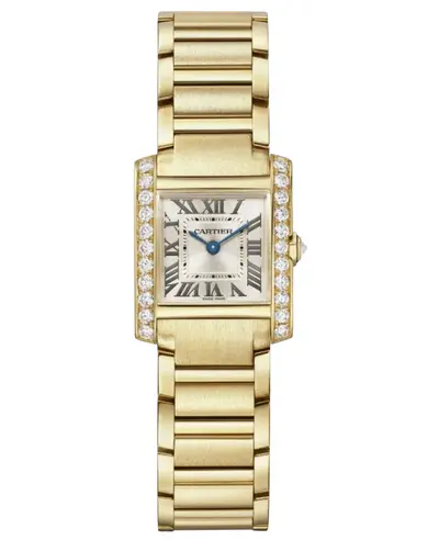 Cartier Tank Francaise Small Quartz - WJTA0039 Champagne Dial Diamond 18K Yellow Gold Women's Watch (arb13184)