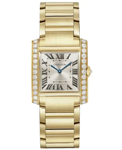 Cartier Tank Francaise Medium Quartz Watch wjta0040 Champagne Dial Diamond 18K Yellow Gold Women's (arb13185)