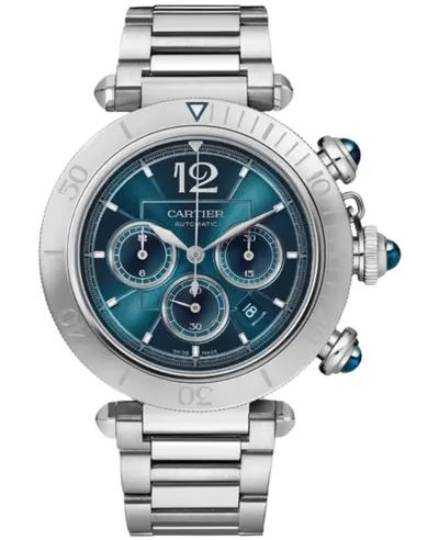 Cartier Pasha De Cartier Automatic Chronograph WSPA0039 Blue Dial Steel Men's Watch (blue, arb13214)