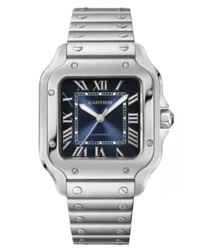 Cartier Santos De Cartier Automatic Medium Blue Dial Steel Women's Watch Model WSSA0063 (blue, arb13236)