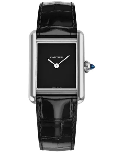 Brand New Authentic Cartier Tank Must Quartz Black Dial Leather Strap Women's Watch wsta0071 (black, arb13250)