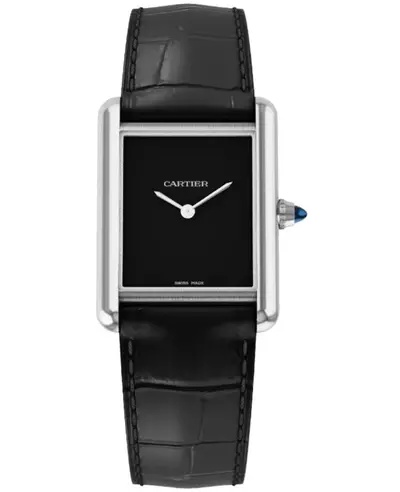 Authentic Cartier Tank Must Large Quartz Black Dial Leather Strap Women's Watch wsta0072 (black, arb13251)