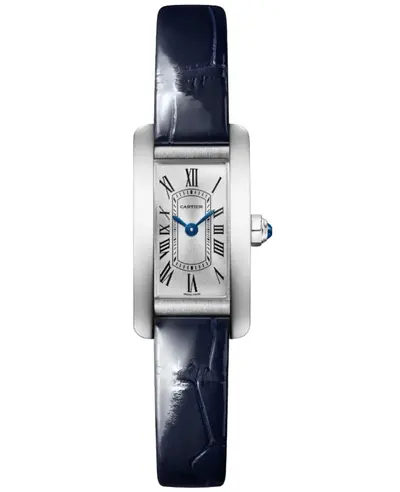 Cartier Tank Americaine Quartz Mini Silver Dial Blue Leather Strap Women's Watch Model: wsta0081 (arb13253)