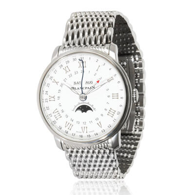 Pre-owned Blancpain Villeret GMT White Dial 6676-1127-mmb Men's Watch (arb13294)