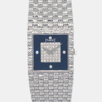 Piaget Black Diamond Women's Wristwatch 18k White Gold Vintage 9131D23, Approx. 0.9 inches 1115353 (black, arb13366)