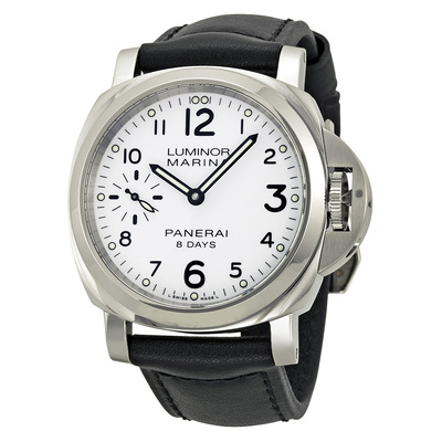 Pre-owned Panerai Luminor Marina PAM00563 - 8 Days Acciaio White Dial Mens Watch (black, arb21658)