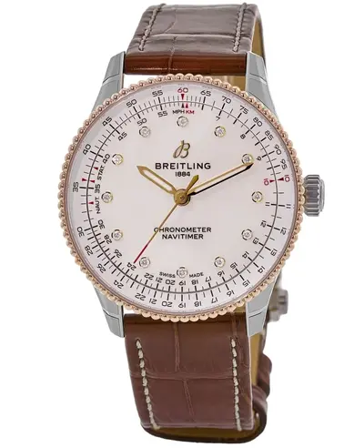 Women's Breitling Navitimer Automatic 36 Diamond Gold & Steel Watch Model U17327211A1P1 (arb12734)