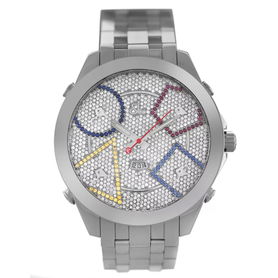 Pre-owned Jacob & Co Five Time Zones Quartz Unisex Watch JC49SS00 (arb13561)