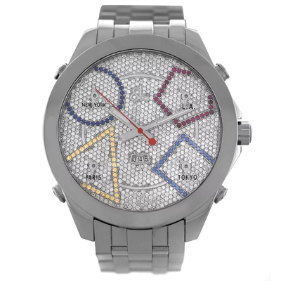 Pre-owned Jacob & Co Five Time Zones Quartz Unisex Watch JC49SS (arb13562)