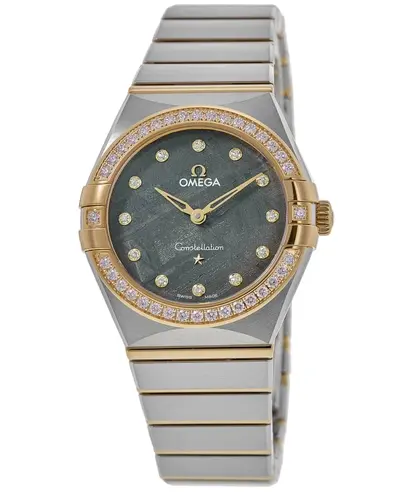 Omega Constellation Model 13125286099002 - Green Dial with Diamond Set Bezel, Yellow Gold and Steel 131.25.28.60.99.002 (green, arb9475)