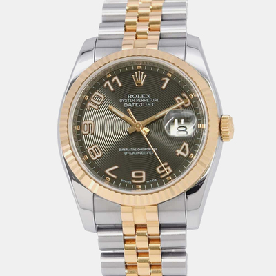Rolex Datejust 36mm Men's Watch - Black Dial, 18k Rose Gold & Stainless Steel 1116908 (black, arb13628)
