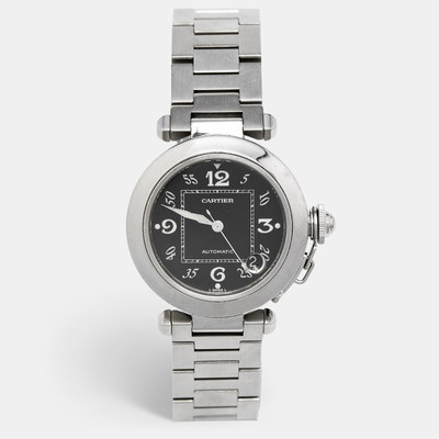 Cartier Black Stainless Steel Pasha De Cartier W31049M7 Unisex Watch 35mm 1118510 (black, arb13704)