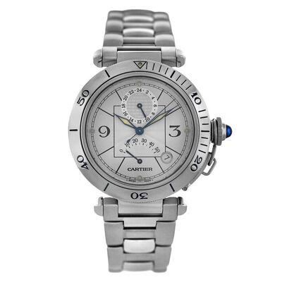 Pre-owned Cartier Gmt Automatic Silver Dial Unisex Watch - Art No: 2388 (arb14591)