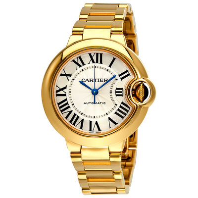 Cartier Ballon Bleu De Cartier WGBB0005, 18kt Yellow Gold Case, Ladies' Automatic Watch with Silvered Opaline Dial (black, arb14746)