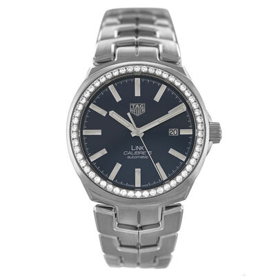 Pre-owned Tag Heuer Link Automatic Diamond Blue Dial Unisex Watch WBC2113.BA0603 (blue, arb14865)