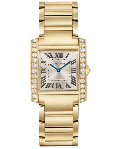 Brand New Authentic Cartier Tank Francaise Golden Dial Diamond 18K Yellow Gold Women's Watch wjta0061 (arb15278)