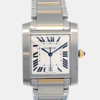 Cartier Tank Francaise 2302 Women's Wristwatch, Silver & Yellow Gold Automatic Movement 1127260 (arb15688)