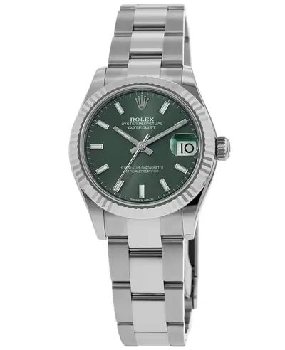 Authentic Rolex Datejust 31mm, Stainless Steel and White Gold Case, Mint Green Dial Women's Watch Model M278274-0017 (green, arb12378)