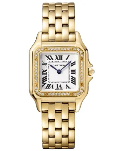 Women's Cartier Panthere de Cartier Medium Diamond Silver Dial 18K Yellow Gold Watch - Model WJPN0066 (arb16480)