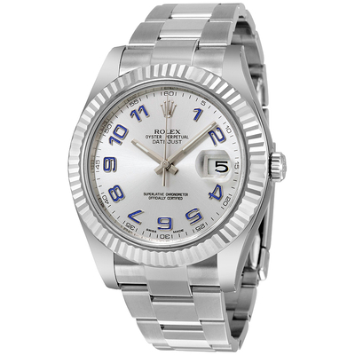Pre-owned Rolex Datejust II 116334rblao Rhodium Dial Stainless Steel Oyster Bracelet Automatic Mens Watch (blue, arb16486)