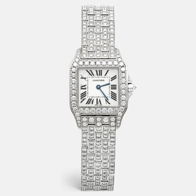 Cartier Santos Demoiselle Women's Wristwatch 18k White Gold & Diamond Dial, Case Size 26mm (Article Code: WF9010YA) 1132894 (arb16901)