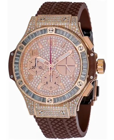 Hublot Big Bang Chronograph Diamond Dial Rubber Strap Men's Watch Model 341.PC.9010.RC.0904 (arb17369)