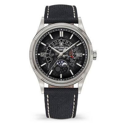 Patek Philippe Grand Complications Perpetual Hand Wind Moon Phase Black Dial Watch 6159G-001 (black, arb17381)
