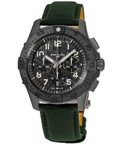 Breitling Avenger B01 Chronograph Night Mission SB0148101B1X1 - Authentic Black Dial Men's Sports Watch with Automatic Movement, Leather Strap (black, arb12705)