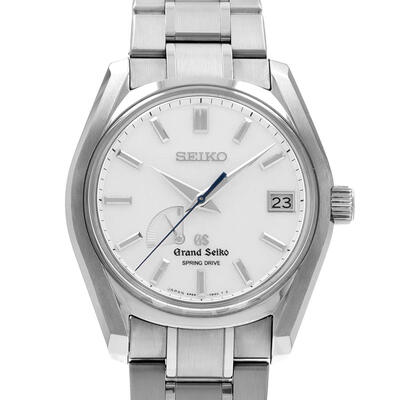 Pre-owned Grand Seiko SBGA125 Spring Drive Automatic Mens White Dial Grey Titanium Watch (green, arb17608)