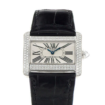 Pre-owned Cartier Tank Divan Quartz Diamond Silver Dial Mens Watch WA301236 (black, arb17626)