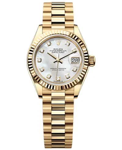 Rolex Lady-Datejust 28 Mother of Pearl Diamond Dial Yellow Gold Women's Watch - Model M279178-0025 (arb18148)