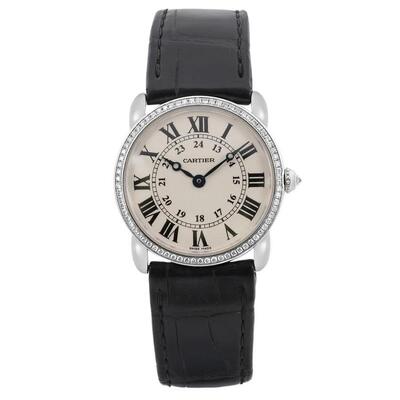 Pre-owned Cartier Ronde Louis Quartz Diamond Silver Dial Ladies Watch 2887 (black, arb18307)