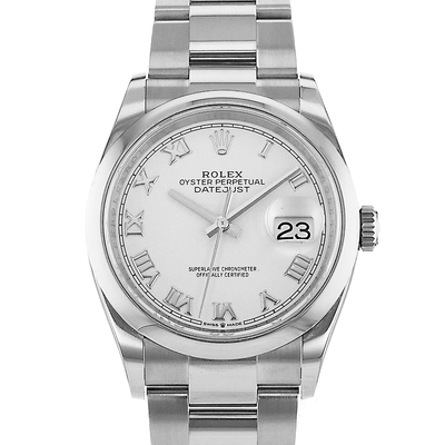 Pre-owned Rolex Datejust 36 Automatic Chronometer White Dial Mens Watch 126200 WRO (arb18971)